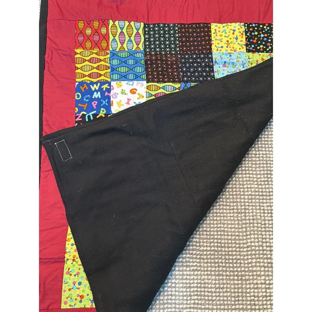 Project Linus handmade crib size quilt colorful bright